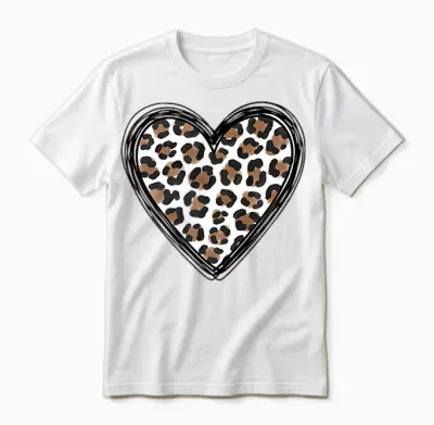 Leo Heart Cheetah Leopard Motif for Girls and Women Unisex T-Shirt - White