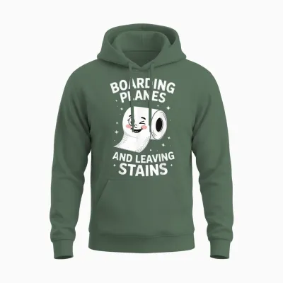 Boarding Planes and Leaving Stains Toilet Unisex Hoodie - Military Green