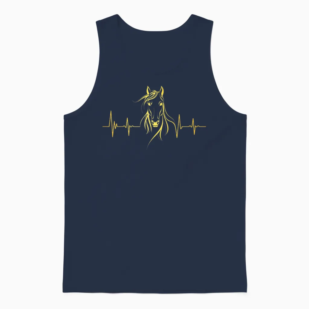 Cheval Battement De Cœur Pour Hommes, Garçons, Femmes, équitation Vintage Unisex Tank Top in Navy