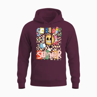 School Out for Summer Sunshine Retro Groovy Unisex Hoodie - Maroon