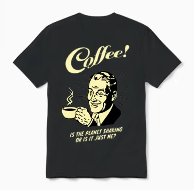 Old Retro Coffee Man Unisex T-Shirt - Black
