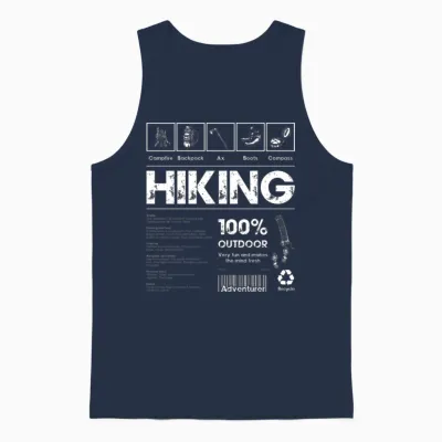 Hiking 100% Outdoor Adventure Unisex Tank Top - Navy