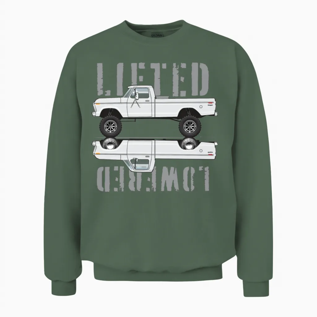 351 V8 Pure White Unisex Sweatshirt in Military Green