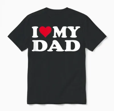 Red Heart I Love My Dad T-Shirt, Black, S Unisex T-Shirt - Black
