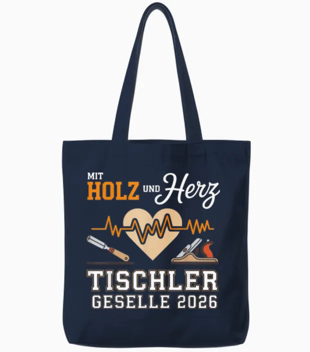Tischler Ausbildung Bestandene Gesellenprüfung Geselle 2026 Tote Bags in Navy