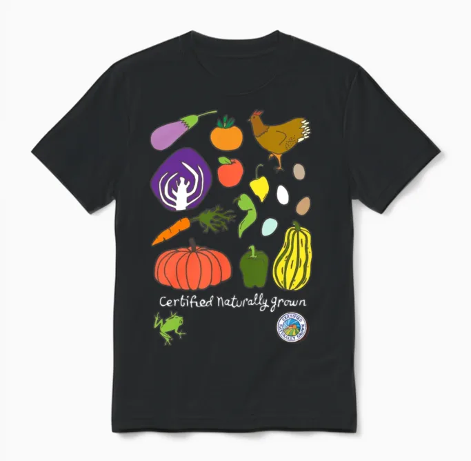 Chicken and Veggies Bird Lovers Unisex T-Shirt in Black