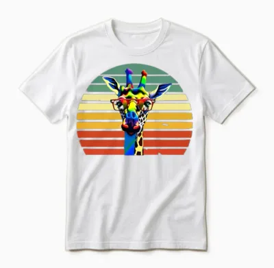 Giraffe Retro Colorful Unisex T-Shirt - White