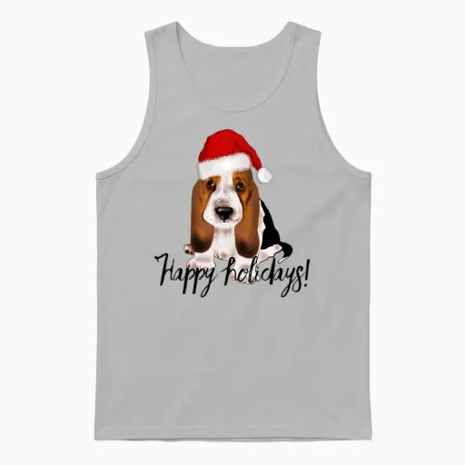 Cute Santa Basset Hound Dog Christmas Puppy Gift Unisex Tank Top - Ash