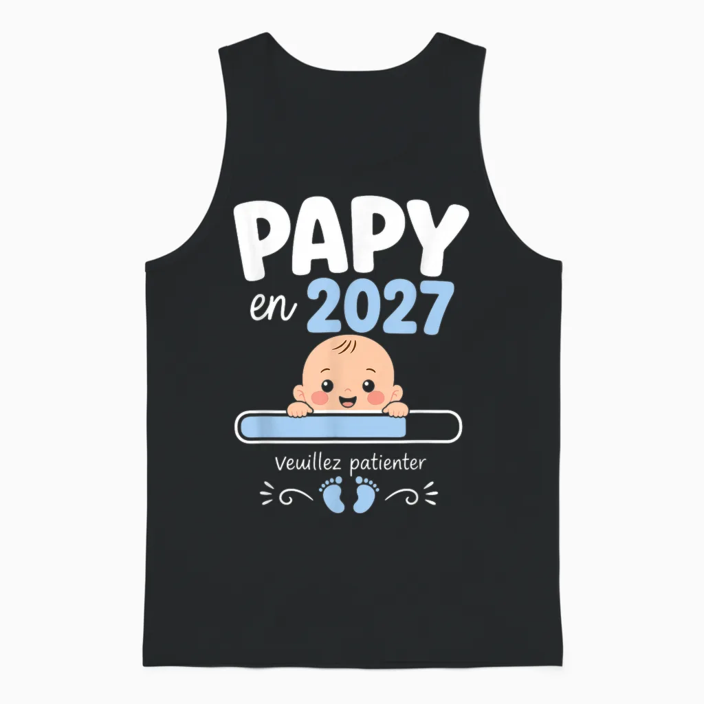 Futur Papy En 2026 Cadeau Annonce Grossesse Grand-Père Unisex Tank Top in Black