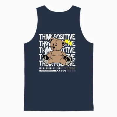 Graffiti Teddy Bear Streetwear Art Unisex Tank Top - Navy