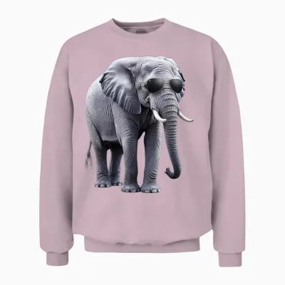 Cooler Elefant Mit Sonnenbrille – Lustiges Design Unisex Sweatshirt - Light Pink
