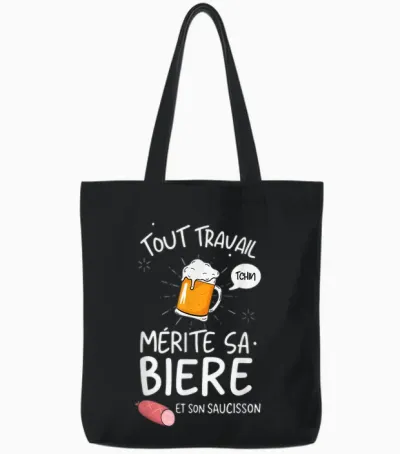 Idée Cadeau Drôle Apéro Bière Saucisson Pour Homme Tote Bags - Black