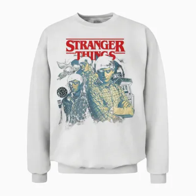 Stranger Things Will Byers Collage Retro Big Chest Portrait Unisex Sweatshirt - White