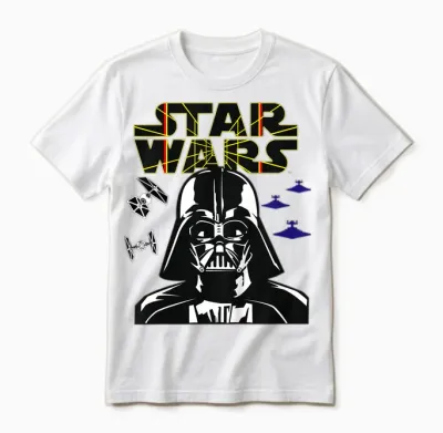 Kinder Star Wars Darth Vader Comp Logo Unisex T-Shirt - White
