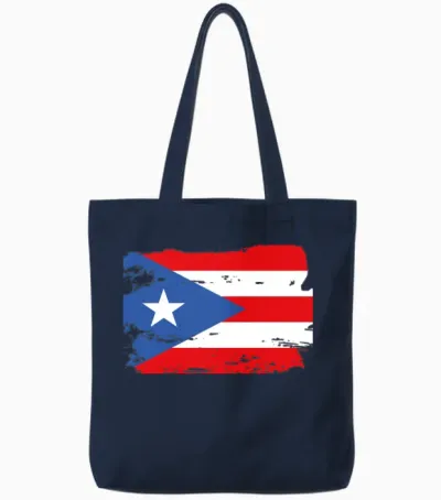 Official Puerto Flag Ricans Boricuas Country Pride Tote Bags - Navy