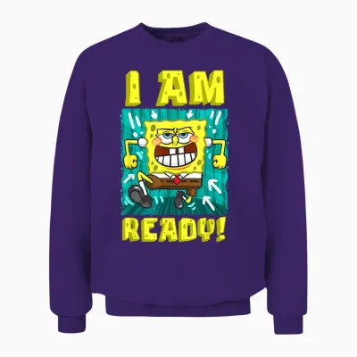 Mademark X Spongebob Squarepants - Spongebob I Am Ready Funny Spongebob Running and Ready Unisex Sweatshirt - Purple