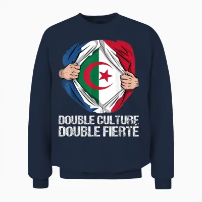 Double Culture Double Pride Franco Algerian Gift Unisex Sweatshirt - Navy