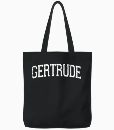 Vintage Custom Name Classic Gertrude T-Shirt, Black, S Tote Bags - Black