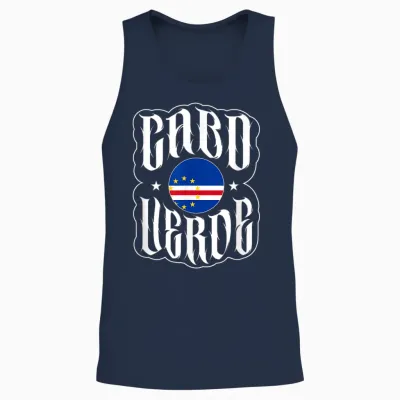Love Cabo Cape Verde with Cape Verdean Flag in a Circle T-Shirt, Black, S Unisex Tank Top - Navy