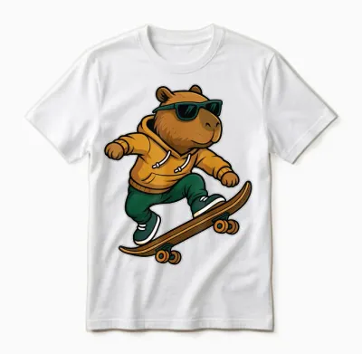 Skateboard Capybara Reiten Skateboard Skater Grafik Unisex T-Shirt - White