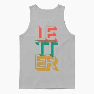 Retro Letter Unisex Tank Top - Ash