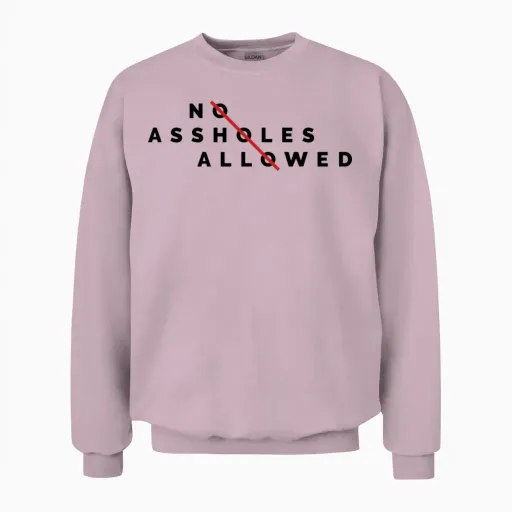 No Assholes Allowed Unisex Sweatshirt in Light Pink