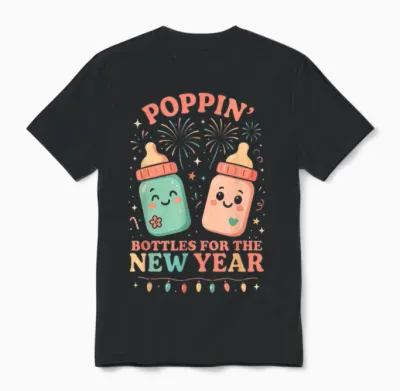 New Years Shirt, Nurse Popping Bottles for the New Year Unisex T-Shirt - Black