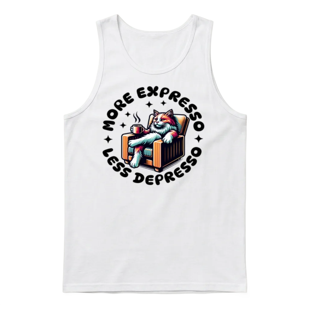 More Expresso Less Depresso Unisex Tank Top - White