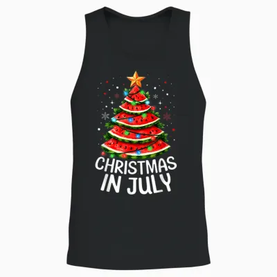Watermelon Xmas Tree Summer Men Women Unisex Tank Top - Black
