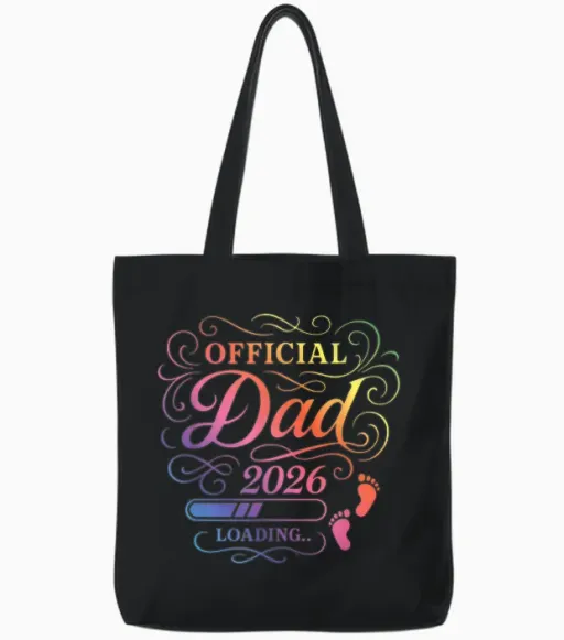 Papa 2026 Loading | Father Quote Baby Dad Tote Bags - Black