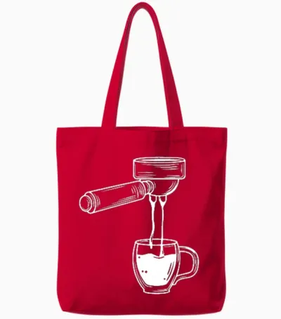 Retro Portafilter Motif for Coffee Lovers and Barista Tote Bags - Red