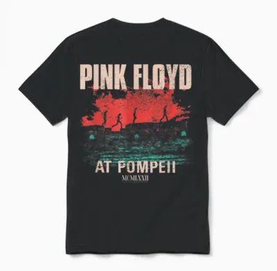 Album Cover by Pink Floyd in Concert at Pompeii T-Shirt, Black, S Unisex T-Shirt - Black