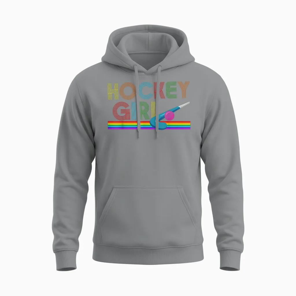 I Love Field Hockey Player Hd0 Feldhockey Retro Hockey Girl T-Shirt, Damen, Mädchen, Kurzarm, T-Shirt, Schwarz, Multicolored, S Unisex Hoodie in Sport Grey