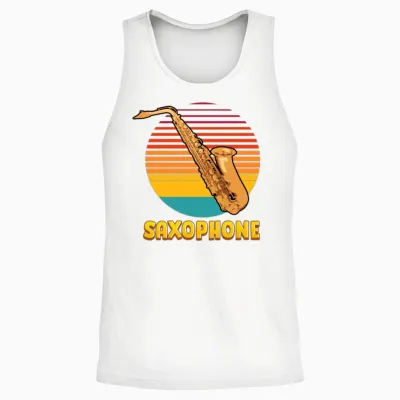 Retro Saxophone Unisex Tank Top - White