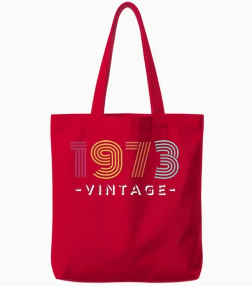 1973 Vintage Classic Retro Tote Bags in Red