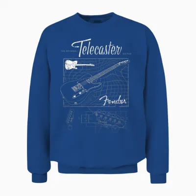 Fender the Original Telecaster Guitar Schematic Unisex Sweatshirt - Royal