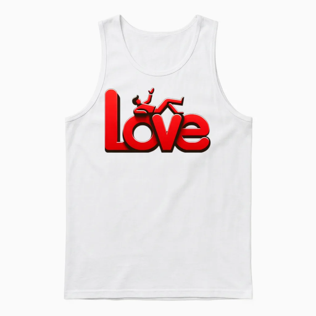 3d Love Typography with Creative Design Unisex Tank Top in White