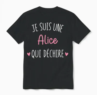 Women's Personalised Gift Alice Who Deschire T-Shirt, Black, Female X-Small Unisex T-Shirt - Black