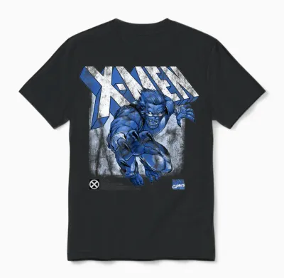 Marvel X-Men Beast T-Shirt, Grey, S Unisex T-Shirt - Black
