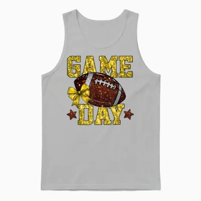 Game Day Touchdown Football Mom Girls Go Cheer Gold Yellow Unisex Tank Top - Ash
