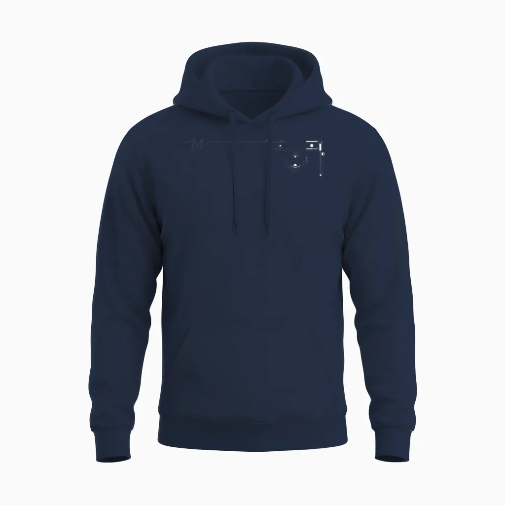 Leica M10 Digital Rangefinder Camera (black) Line Unisex Hoodie in Navy