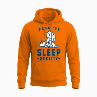 Peanuts Snoopy Linus Sleep Society Nap Time Classic Friends Unisex Hoodie - Safety Orange