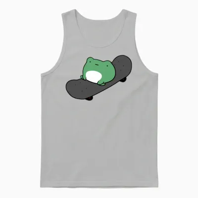Skateboarding Frog Unisex Tank Top - Ash