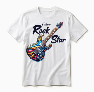 Future Rock Star, Guitar Band, Funny Rock, Girls Boys Kids T-Shirt, Grey, S Unisex T-Shirt - White