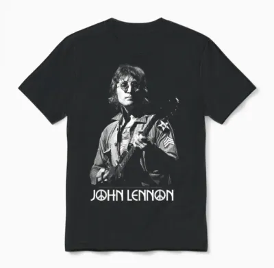 John Lennon - Oversized Portrait Unisex T-Shirt - Black