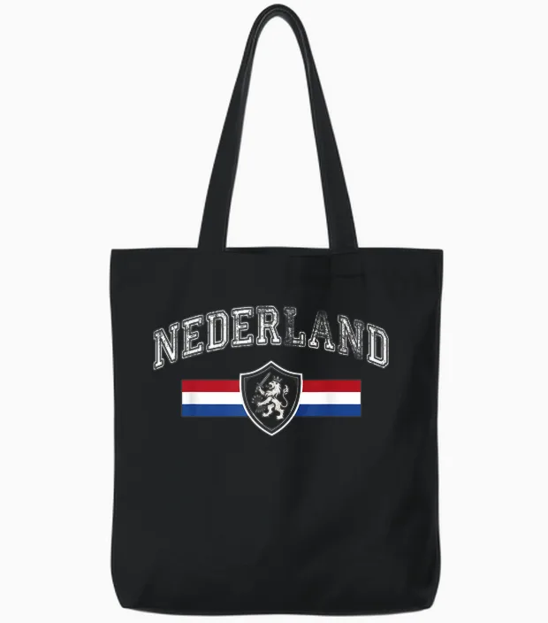 Nederland Netherlands Lion Holland Vintage Orange Tote Bags in Black