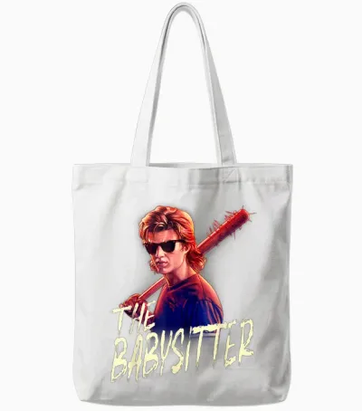 Netflix Stranger Things Steve the Babysitter Portrait Tote Bags - White