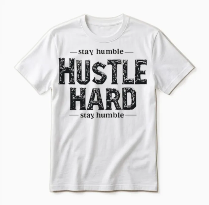 Stay Humble Hustle Hard Motivational Quote Unisex T-Shirt in White