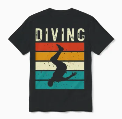 Retro Cliff Jumping Water Sports Unisex T-Shirt - Black