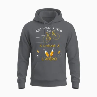 Bike Man or Woman Apero Cycling Cool Humour Dad Grandpa Unisex Hoodie - Charcoal